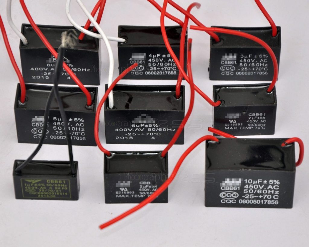 2x CBB61 1~10 uF 450V Cynhwysydd Cychwyn Modur ar gyfer Rheoli Cyflymder Ffan Awyrydd