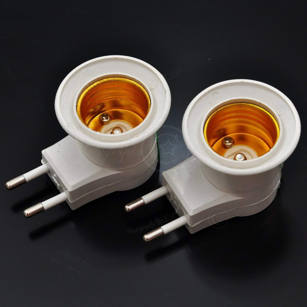 2x EU E27 Screw Socket Plug With Switch Bulb Bed Lamp Base Holder Plug Adapter