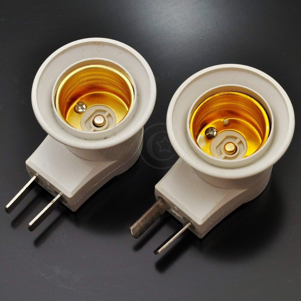 2x Soquete Ajustável E27 para Lâmpada LED US/AU Suporte Adaptador com Interruptor