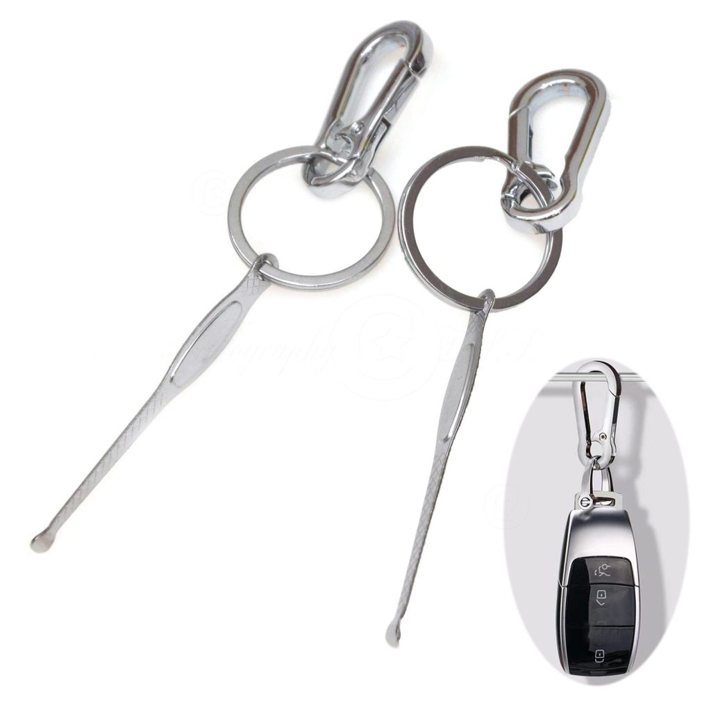 2x Keychain Hook Car EDC Carabiner Shape Metal Vintage Key Ring With Free Earpic