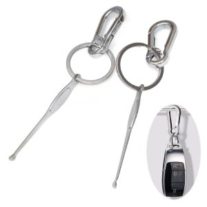 2x kulcstartó horog, autó EDC karabiner formájú fém vintage kulcstartó ingyenes fülhallgatóval