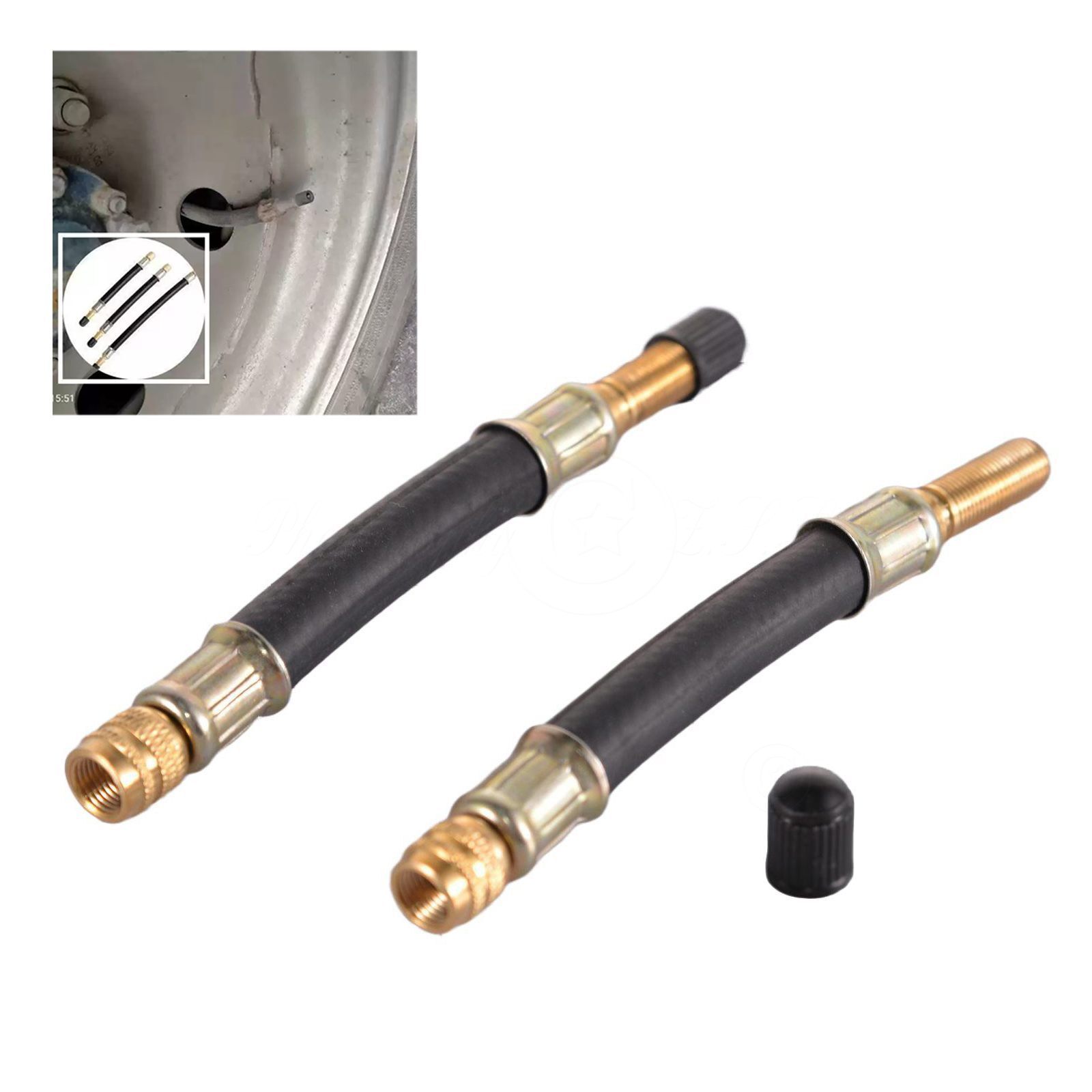 2x Car Truck Double Tire Inner Tube Valve Nozzle Extension Inflation Extension
