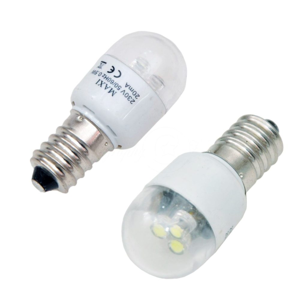 หลอดไฟ LED E14 2x 110-230V สำหรับซ่อมจักรเย็บผ้า ตู้เย็น และเครื่องดูดควัน