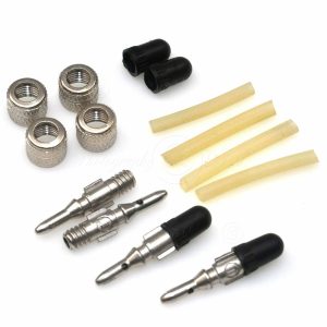 4 núcleos de válvula Dunlop Woods extraíbles + tapones para reparación de cámaras de bicicleta