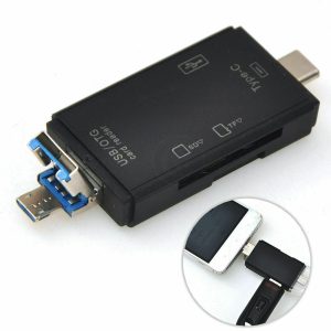 Pembaca Kartu 4in1 Type-C/Micro USB/USB Host OTG SD TF untuk Berbagi dan Transfer Mudah di Ponsel