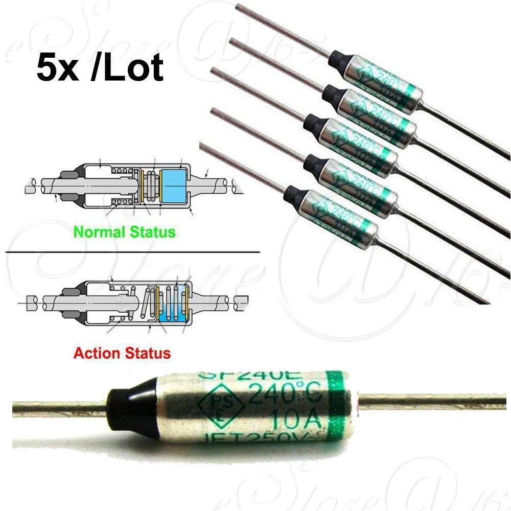 5x /ล็อต ฟิวส์ความร้อน SF240E SEFUSE 240°C 10A 250V อุปกรณ์ป้องกันสำหรับหม้อหุง