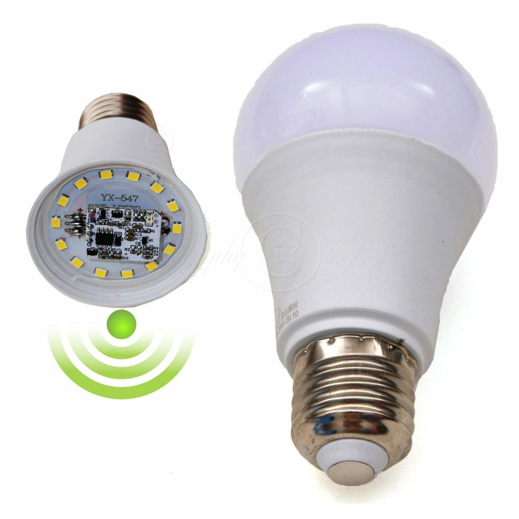 Radarový senzor pohybu E27 LED lampa pro IP kamerové osvětlení a protikrádežovou ochranu
